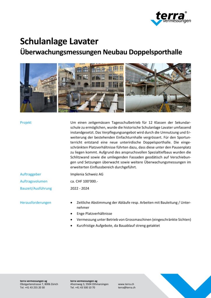 terra vermessungen ag projekte deformationsmessungen schulanlage lavater referenzblatt1